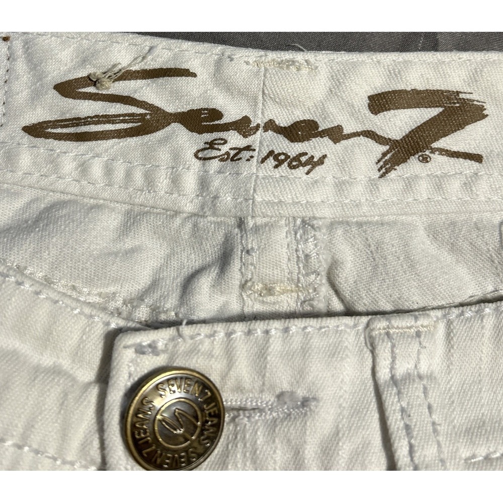 Seven 7 Jeans Women's Bootcut White Denim Embellished Pockets Size 25 - Picture 10 of 13